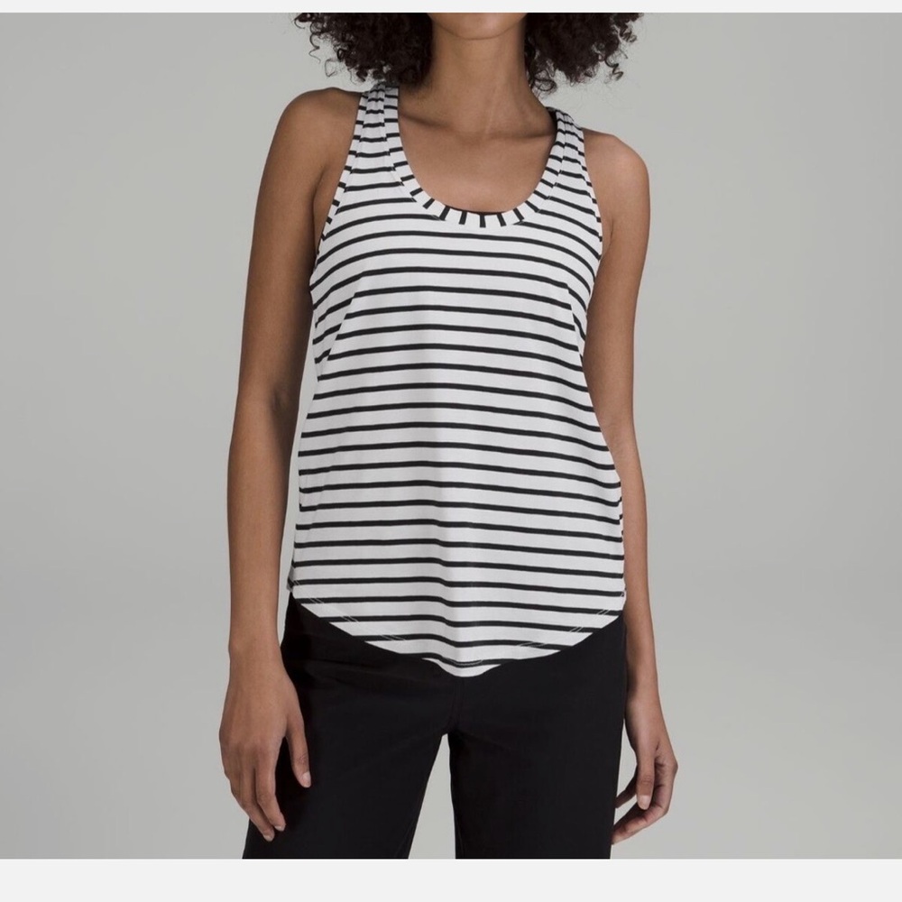 Lululemon Love Tank Top Size 6 Black and White Stripes